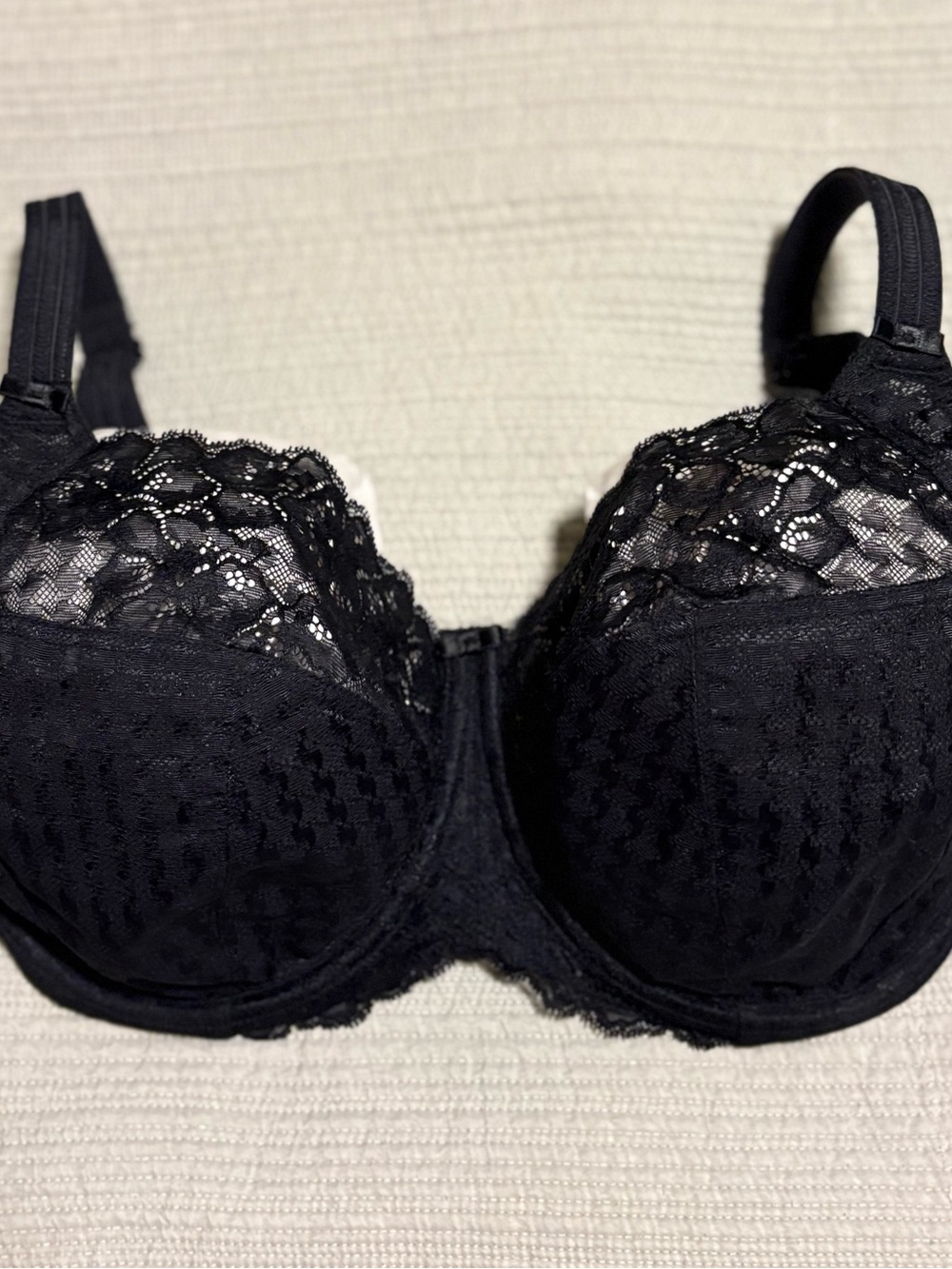 Panache Black Lace Underwire Bra with Scalloped Cup Trim